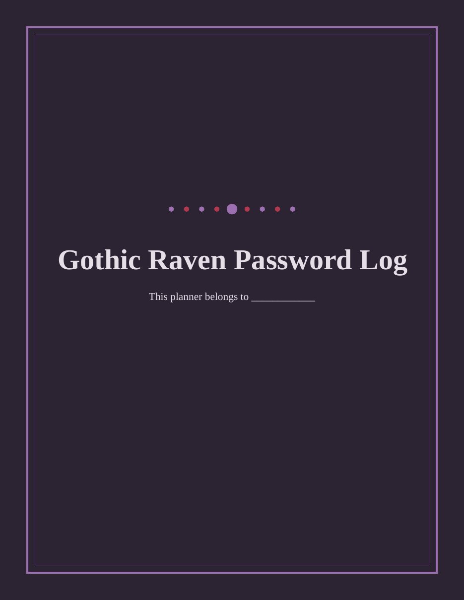 Gothic Raven Password Log