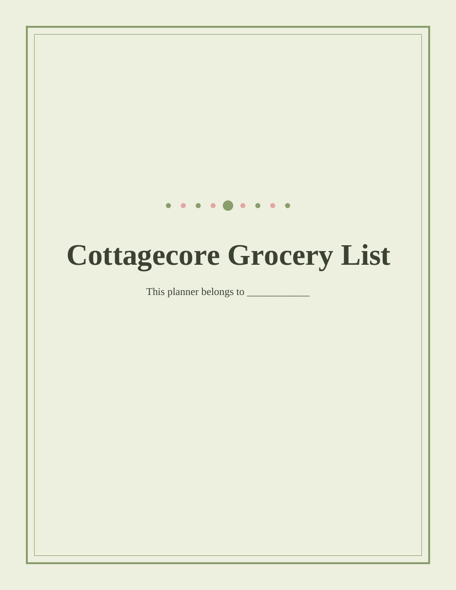 Cottagecore Grocery List