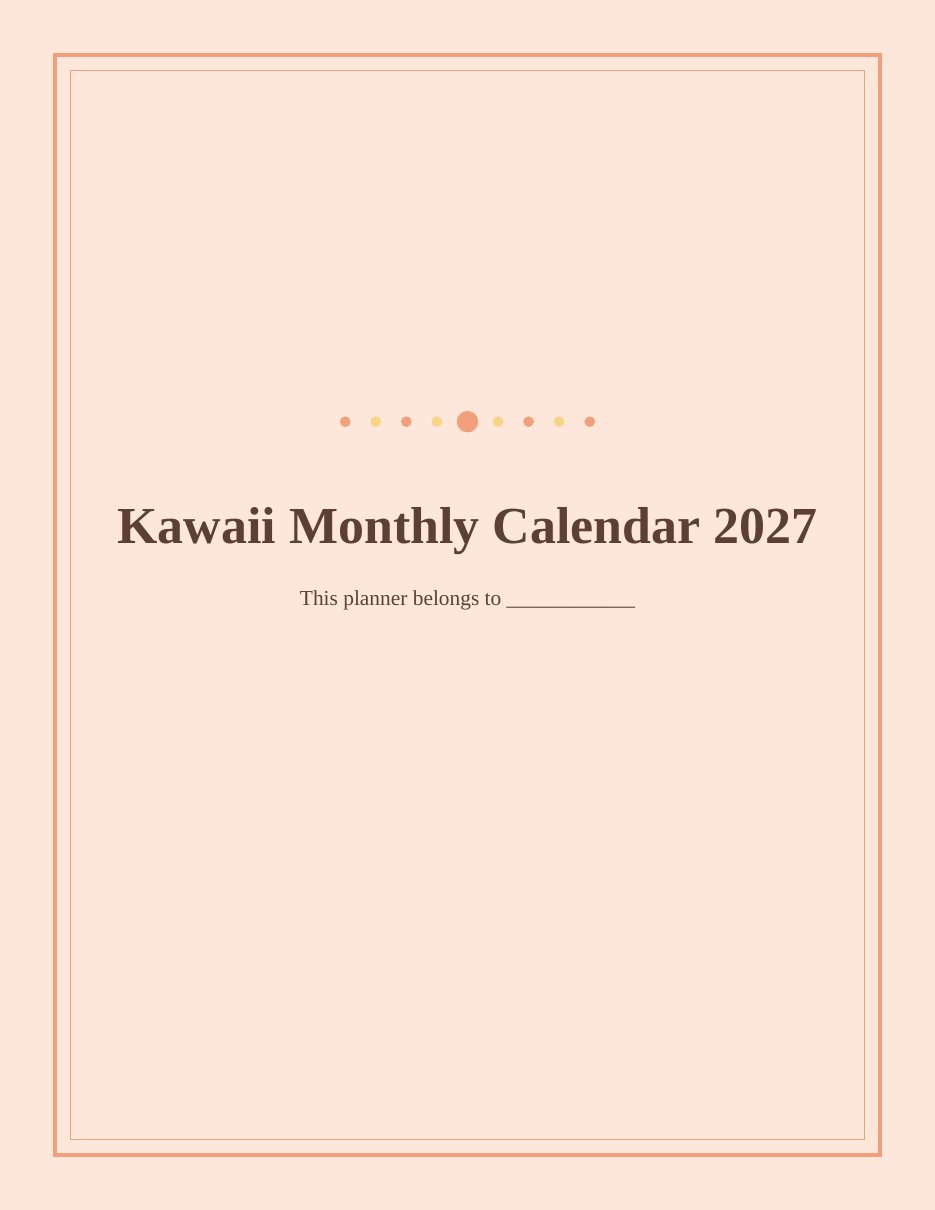 Kawaii Monthly Calendar 2027